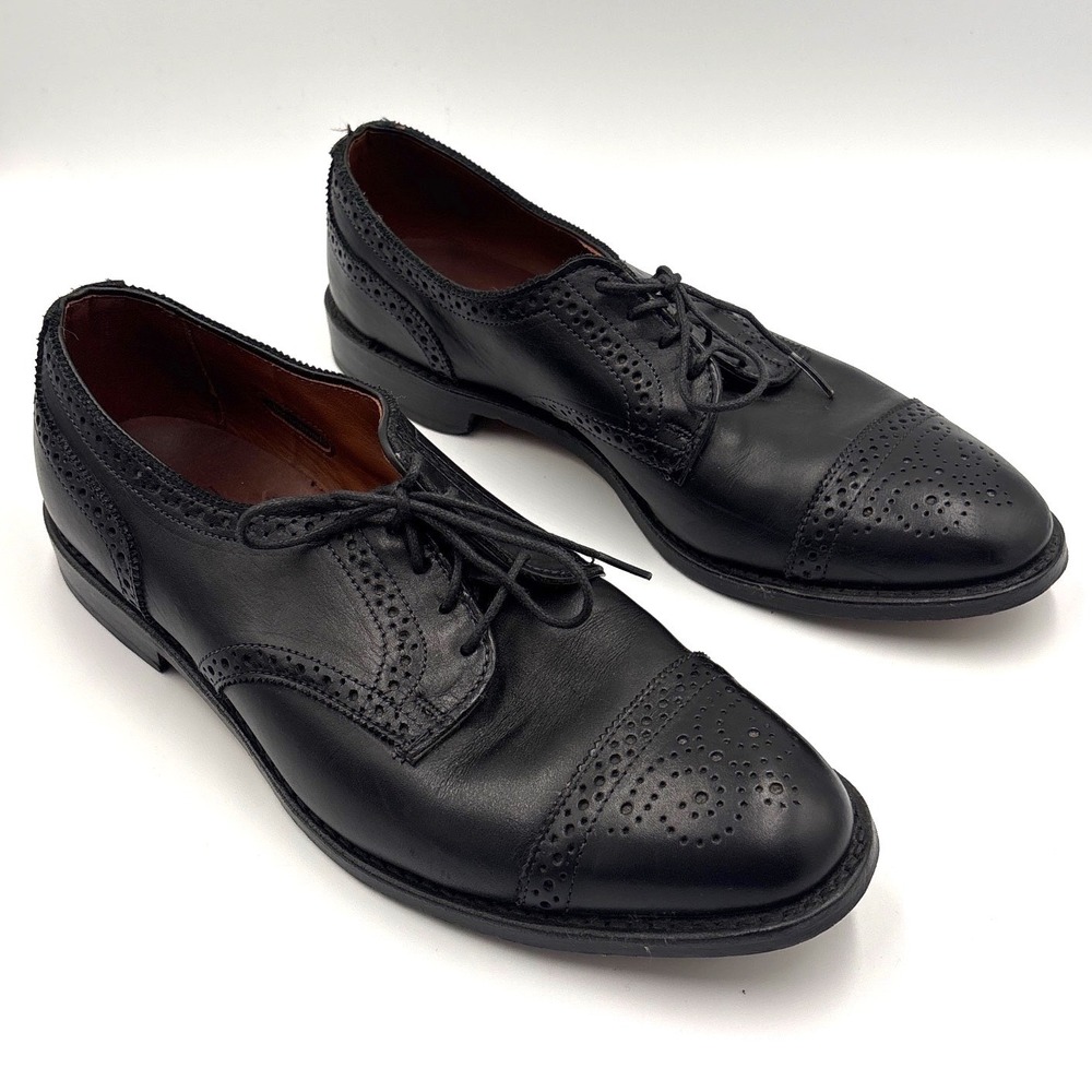Allen Edmonds Sanford Mens 9 D Black Leather‎ Cap Toe Brogue Oxford Shoes 6517